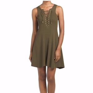 Torn by Ronny Kobo Khaki Lace-Up Dress